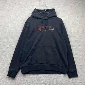 Y2K Vintage Hurley Pull Over Hoodie Jacket M Black Skater Surf Grunge Spell Out